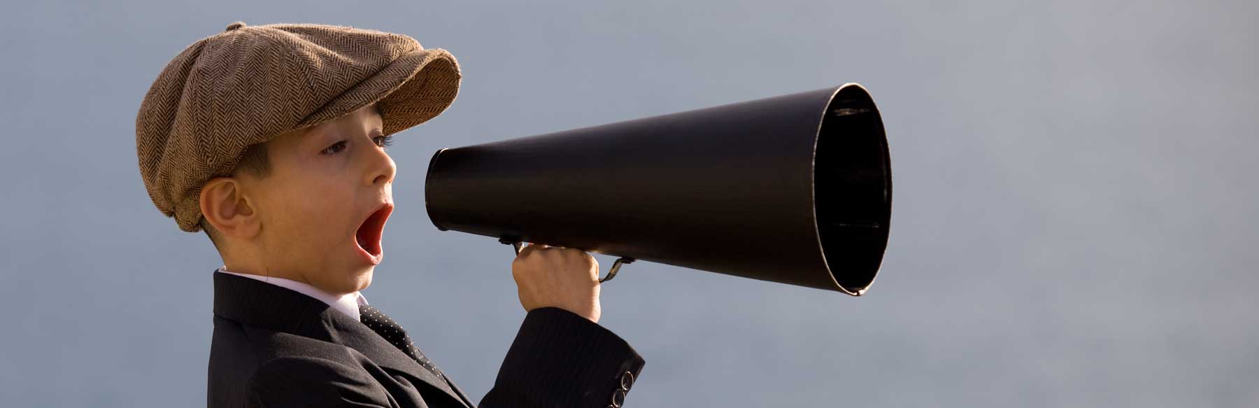 News and Events - photo of kid with megaphone