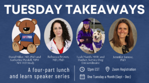 graphic with image of 4 different speakers for Tuesday Takeaways series