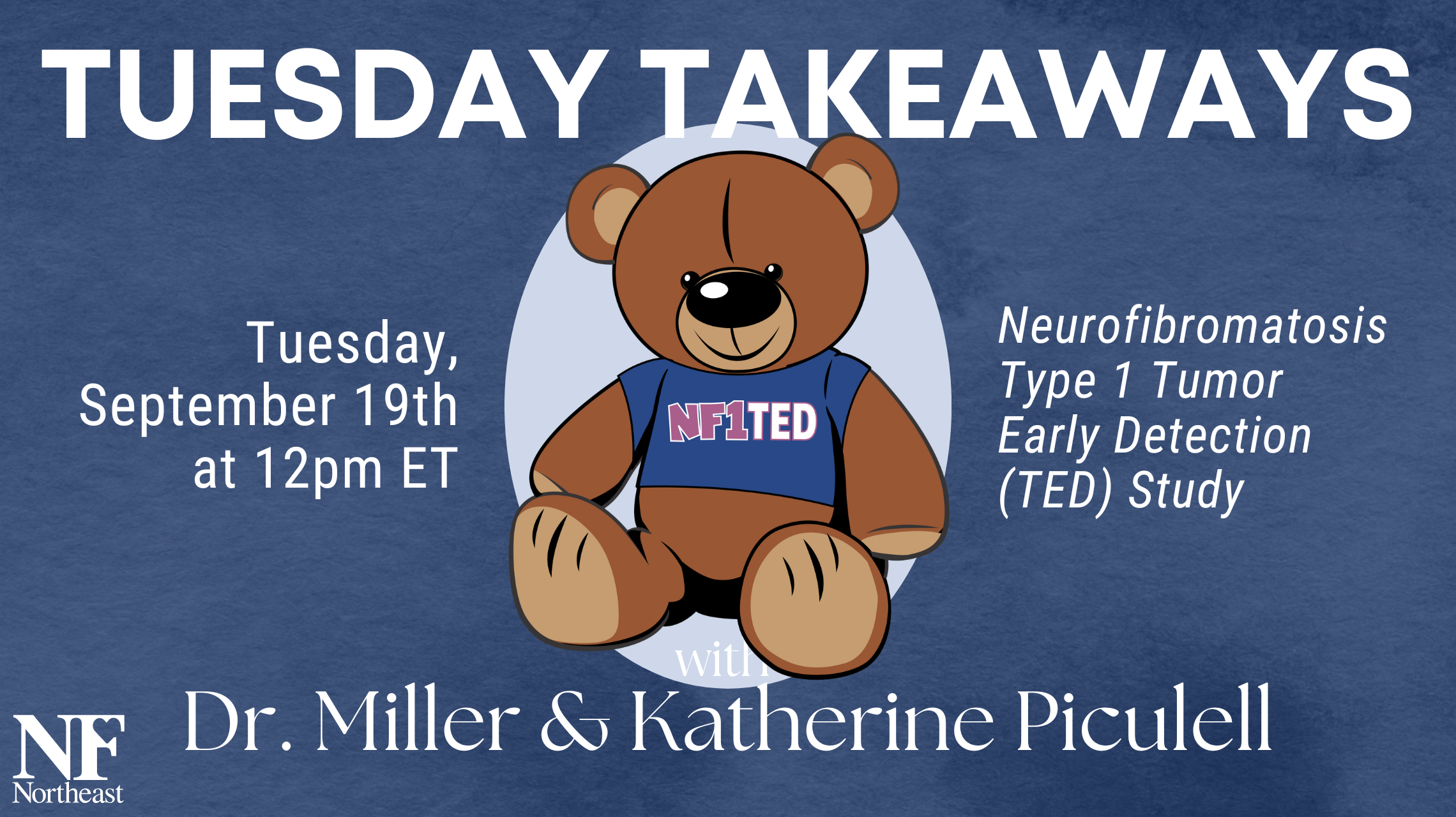 Tuesday Takeaways Sept graphic with cartoon image of teddy bear